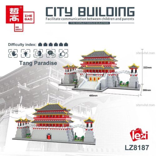 Mô hình kiến trúc cổ đại LZ8187, bộ đồ chơi lắp ghép kiến trúc Trung Quốc, 乐子创想 LZ8187, 5721 mảnh, độ tuổi 6+, 48x26x22.2cm, giá tốt