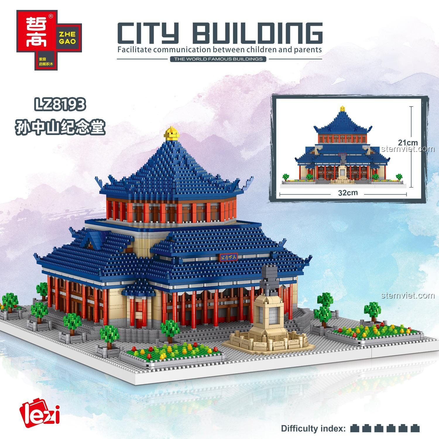 Mô hình Lắp Ghép Kiến Trúc Trung Sơn Tưởng Niệm Đường LZ8193 - Kích thước
