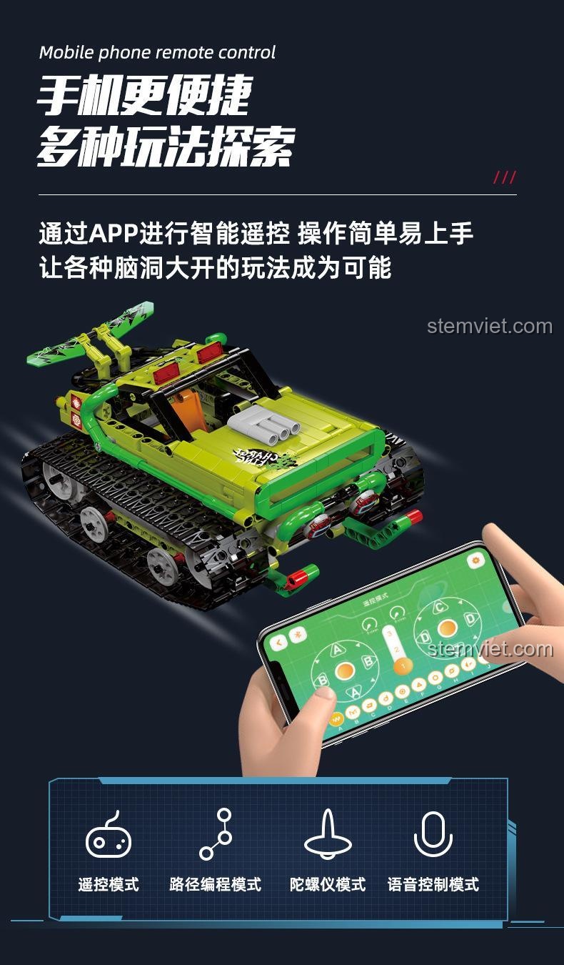Xe Đua Lập Trình Lega Zhi 8803 điều khiển qua điện thoại, phát triển tư duy cho bé trai 6 tuổi.