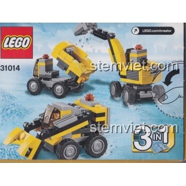 Hộp bộ lắp ráp LEGO 31014 Xe Công Trình 3 Trong 1 với 3 mẫu xe công trình khác nhau cho bé trai 6 tuổi