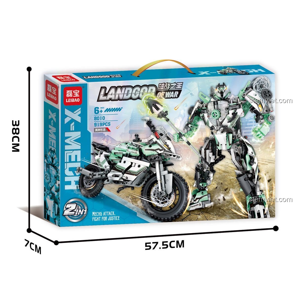 Hộp đồ chơi mô hình LEIBAO 8010 Robot Lục Quân Biến Hình, kích thước 57.5x38x7cm, quà tặng cho con trai.