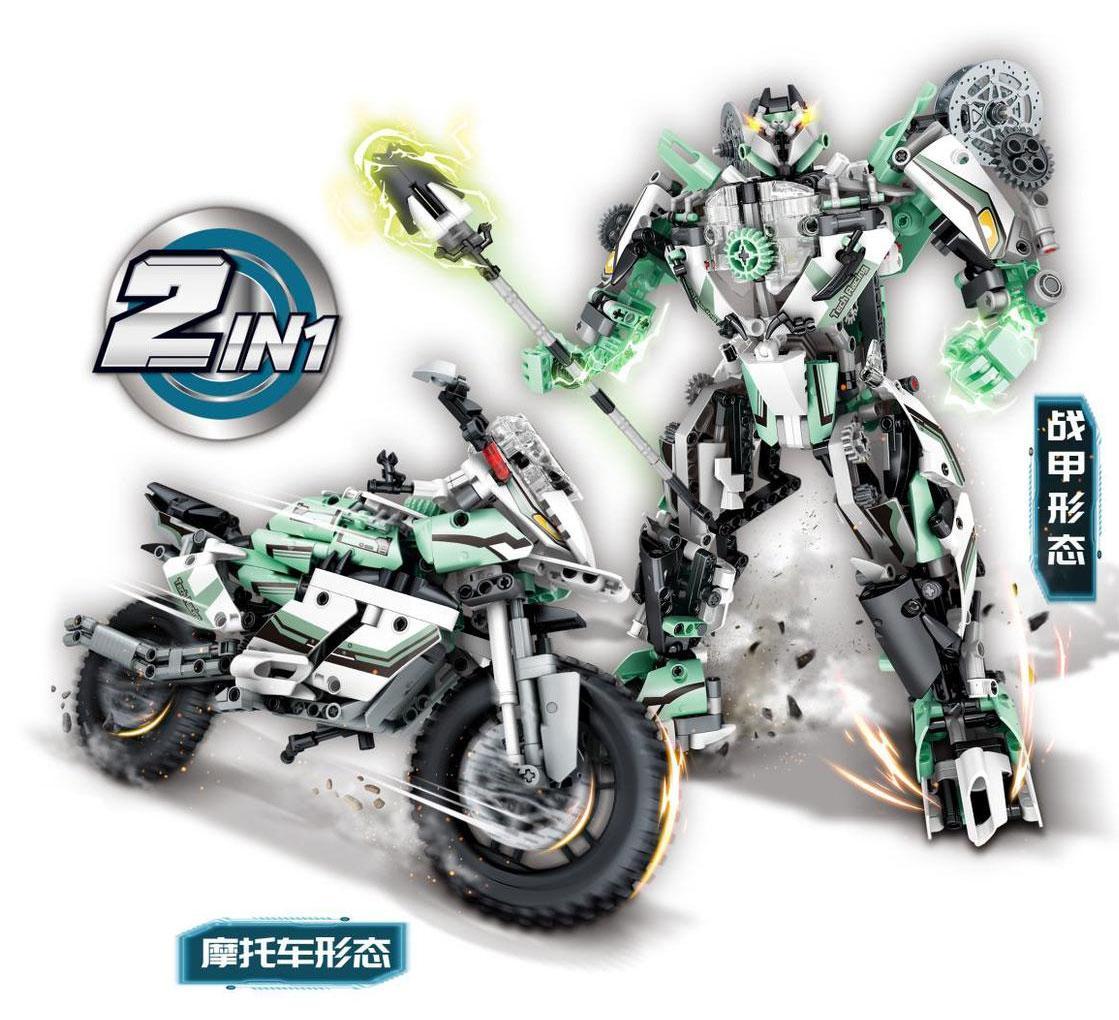 Bộ lắp ráp Robot Biến Hình Xe Mô Tô LEIBAO 8010, đồ chơi mô hình 2 trong 1 cho bé trai 6+ tuổi giá rẻ.