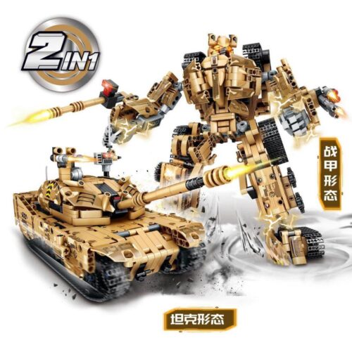 Bộ lắp ráp Robot Xe Tăng LEIBAO 8012 biến hình 2 trong 1 thành xe tăng và robot chiến đấu. Đồ chơi cho bé trai 6 tuổi, giá rẻ.