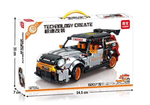 Bộ đồ chơi Xe Mini Cooper Kéo Lùi LEIBAO 8207 chất lượng cao, hộp sản phẩm hiển thị đầy đủ thông số kỹ thuật, phù hợp cho bé trai 6 tuổi, giá tốt.
