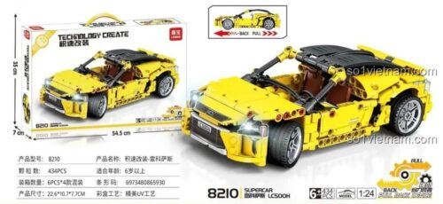 Hộp đồ chơi mô hình LEIBAO 8210 Xe Thể Thao Lexus, có thông số kích thước, số chi tiết 434 mảnh, tỉ lệ 1:24, động cơ kéo lùi, phù hợp bé trai 6 tuổi, giá rẻ