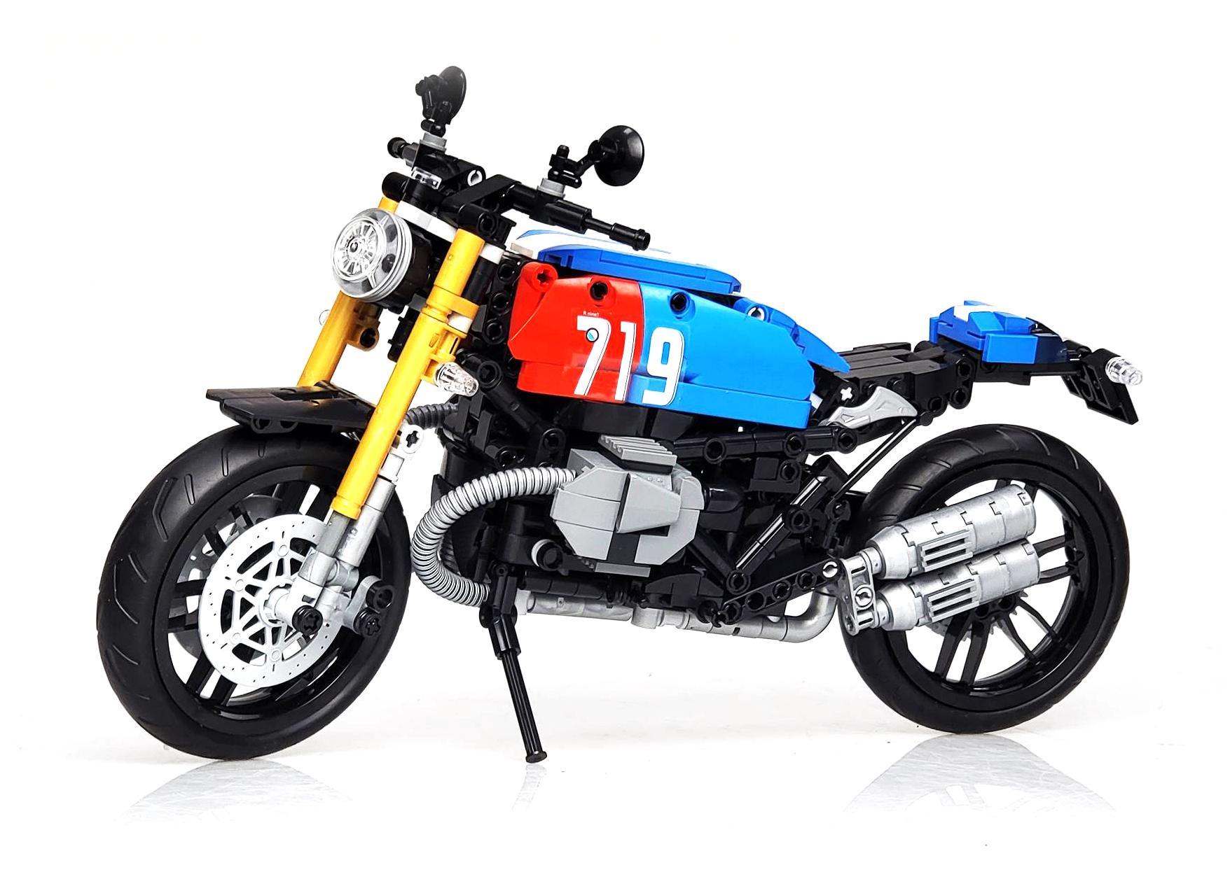 Hộp đồ chơi mô hình Leier Entertainment 50050, mô tô BMW R nineT 711 mảnh, quà tặng hấp dẫn cho bé trai.