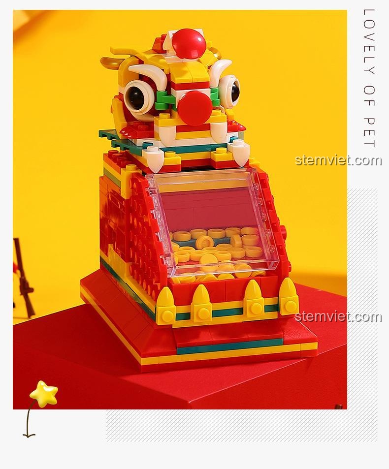 Bộ đồ chơi Lejier B398 Máy đẩy xu thần thú, thiết kế đầu lân ấn tượng, mang lại trải nghiệm giải trí bất tận.