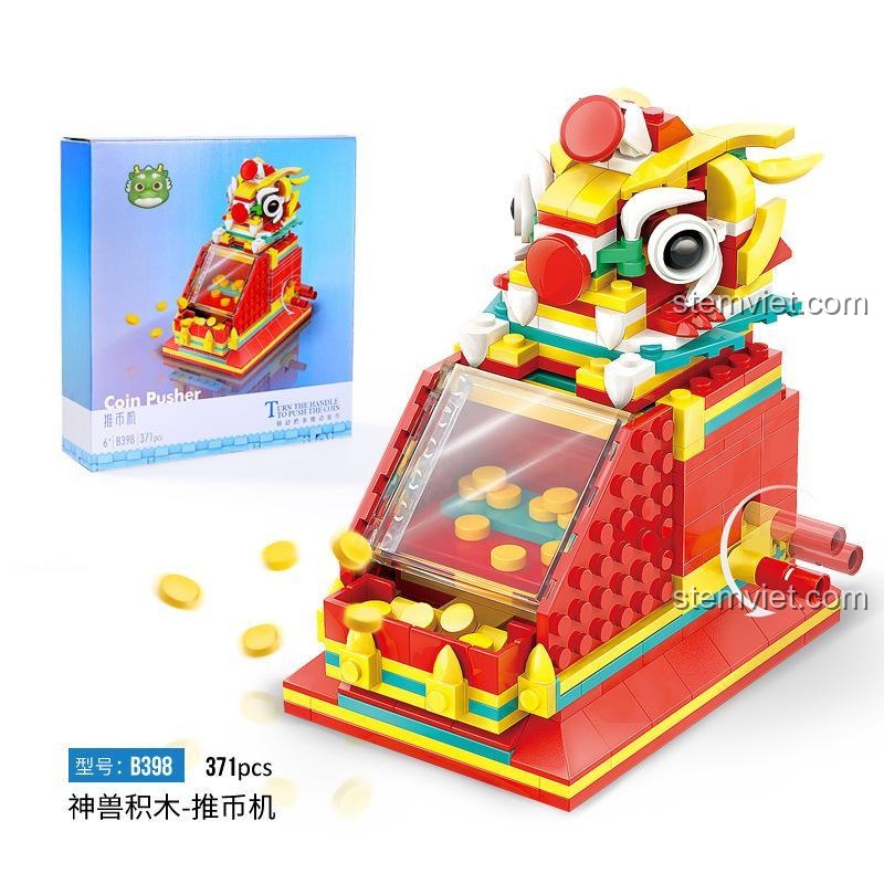 Hộp đồ chơi lắp ráp Lejier B398 Máy đẩy xu thần thú, 371 mảnh ghép, phù hợp bé trai và bé gái 6 tuổi, chất lượng cao.