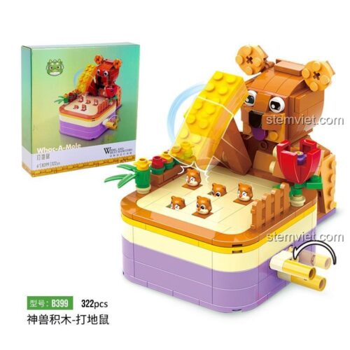 Hộp đồ chơi lắp ráp Máy Đập Chuột Lejier B399, chất lượng cao, phù hợp cho bé trai và bé gái 6 tuổi.