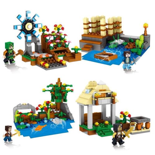 Bộ lắp ráp LELE 33066 chủ đề Cảnh quan Minecraft ven sông, gồm 4 mô hình nhỏ. Đồ chơi xếp hình sáng tạo cho bé trai 6 tuổi, giá rẻ.