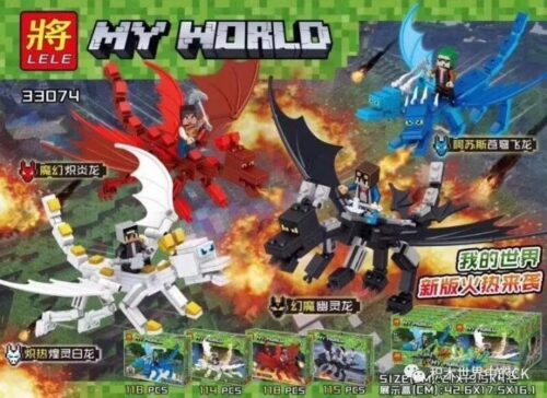 Bộ đồ chơi LELE 33074D Rồng Minecraft 4 kiểu, đồ chơi lắp ráp Rồng chiến đấu Minecraft cho bé trai 6 tuổi, giá tốt, phát triển tư duy.
