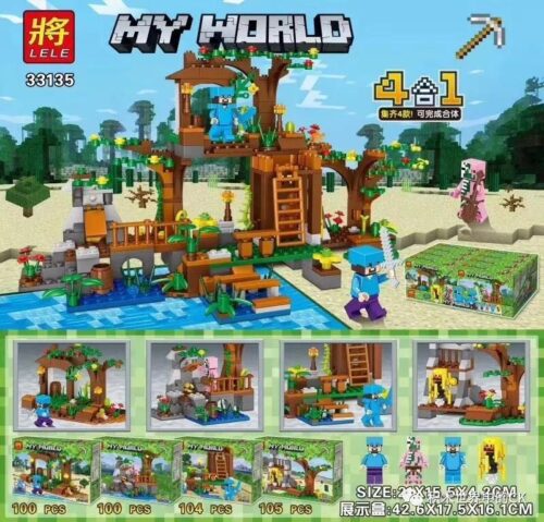 Bộ lắp ghép LELE 33135B My World Cảnh Sách Nhỏ 4 Trong 1, đồ chơi Minecraft cho bé trai 6 tuổi, giá tốt, phát triển tư duy sáng tạo