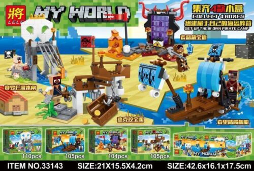 Đồ chơi mô hình Cướp Biển Minecraft LELE 33143-3, bộ xếp hình Trại Cướp Biển Minecraft cho bé trai.
