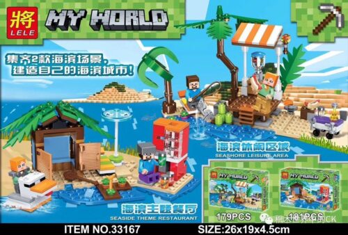 Bộ lắp ghép Khu vực giải trí bãi biển LELE 33167-1, đồ chơi mô hình Cảnh biển Minecraft 33167, phù hợp bé trai bé gái 6 tuổi, giá tốt.