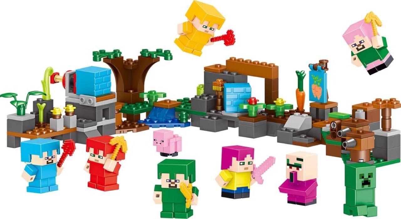Bộ lắp ghép Thế giới Minecraft LELE 33168-4 cho bé 6 tuổi, đồ chơi lắp ráp Cảnh quan Minecraft giá rẻ, giúp bé trai và bé gái phát triển tư duy sáng tạo.