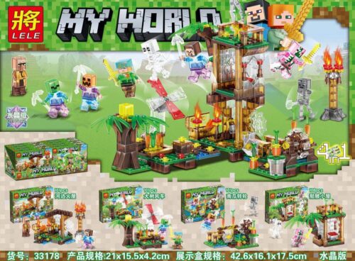Bộ lắp ráp Minecraft Thế Giới Pha Lê 4 trong 1 LELE 33178-4, đồ chơi lắp ghép Minecraft phiên bản pha lê, phù hợp bé trai bé gái 6-12 tuổi, giá tốt.