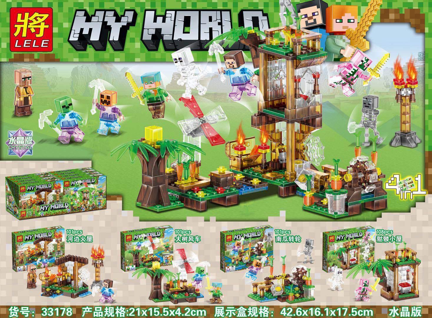 Bộ lắp ghép LELE 33178 Minecraft 4 Trong 1 phiên bản pha lê, đồ chơi lắp ráp sáng tạo cho bé trai và bé gái 6-12 tuổi, giá tốt.