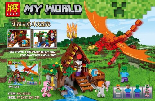 Bộ lắp ghép Minecraft Steve Đại Chiến Rồng Lửa LELE 33223, đồ chơi lắp ráp mô hình Thế giới Minecraft Rồng Lửa cho bé trai 6 tuổi, giá tốt.
