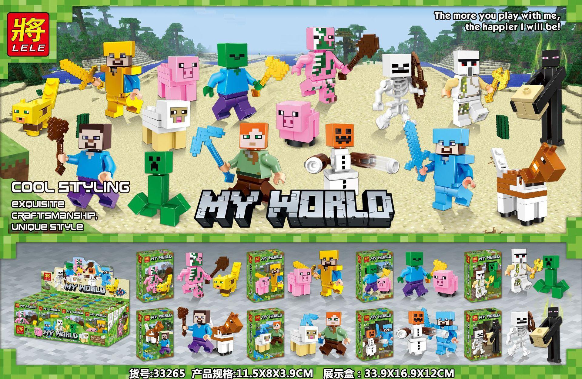 Bộ lắp ghép LELE 33265 Minecraft với 8 minifigure và động vật, đồ chơi lắp ghép Minifigure Minecraft, phù hợp cho bé trai và bé gái 6 tuổi, giá tốt.