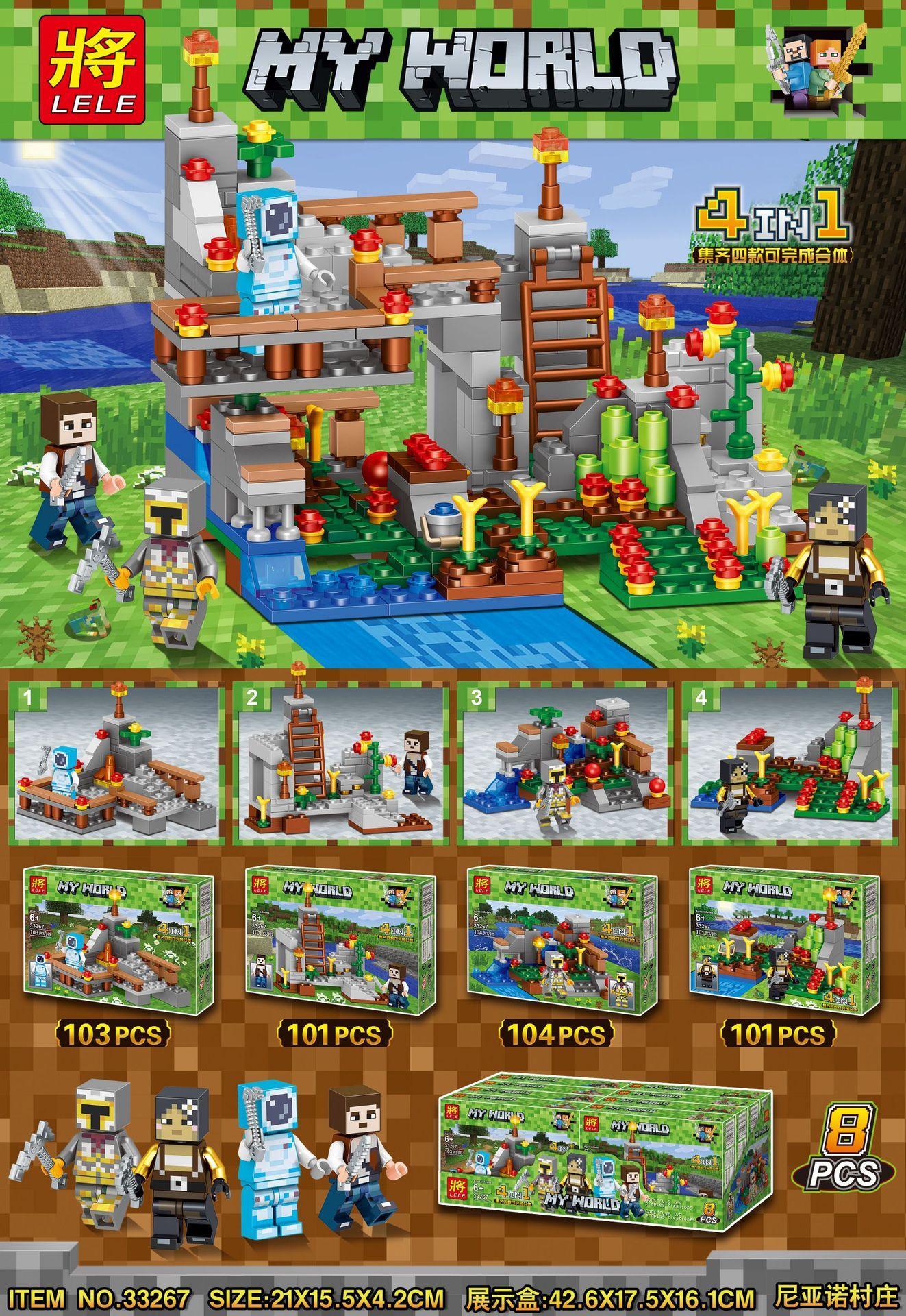Bộ lắp ghép Làng Niya Minecraft LELE 33267-3 cho bé 6 tuổi, đồ chơi lắp ghép Thế giới Minecraft giá tốt, bộ xếp hình Ngôi làng Minecraft 4 trong 1