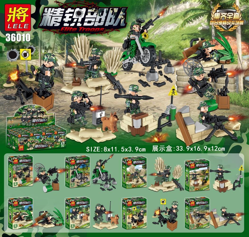 Bộ đồ chơi LELE 36010 Biệt Đội Tinh Nhuệ, mô hình lính đặc nhiệm với 8 minifigure quân sự, phù hợp bé trai 6 tuổi, giá tốt.