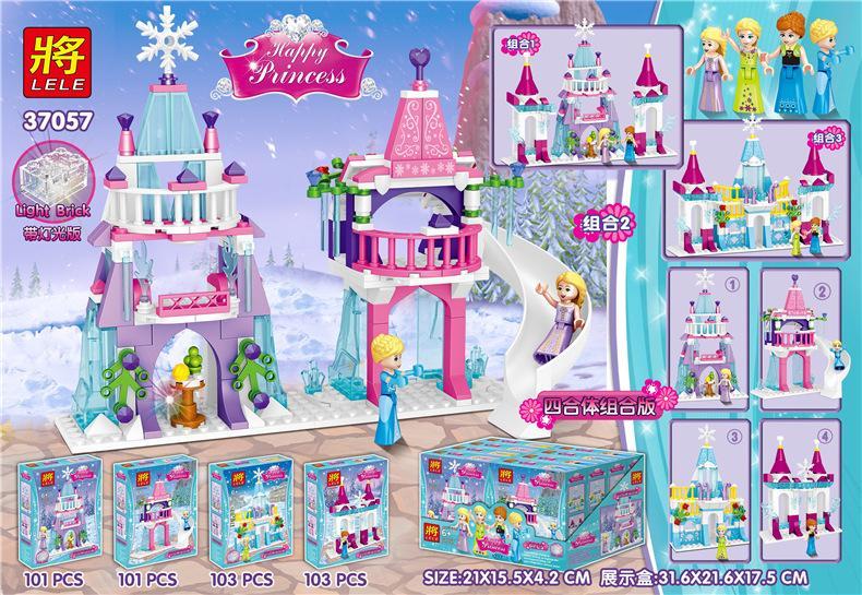 Bộ lắp ghép Lâu đài Công chúa Hạnh phúc LELE 37057 có đèn LED, đồ chơi xếp hình Công chúa Elsa cho bé gái 6 tuổi giá tốt
