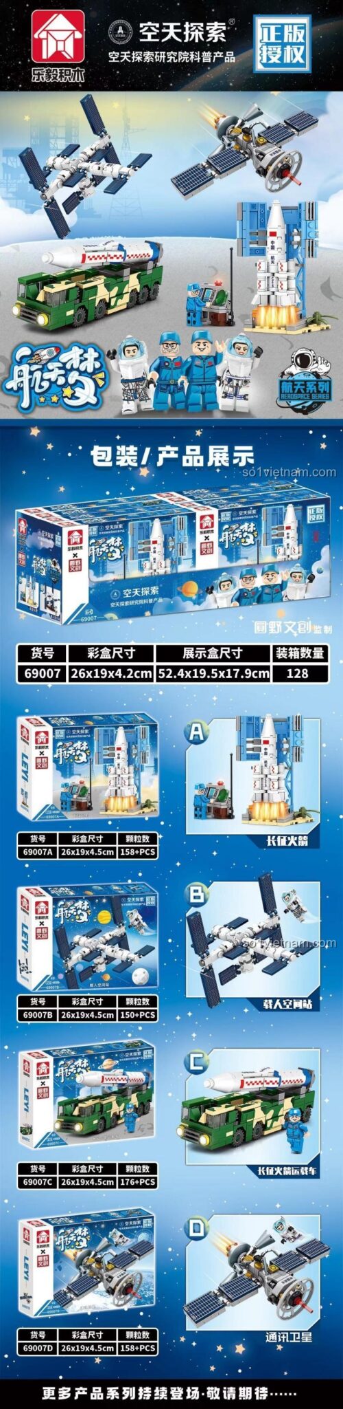 Các mẫu lắp ráp của bộ đồ chơi Giấc Mơ Vũ Trụ Lele Brother 69007