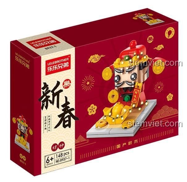 Hộp bộ xếp hình Thần Tài May Mắn LELE BROTHER 8937-1, 148 mảnh ghép, quà tặng ý nghĩa cho bé dịp Tết.