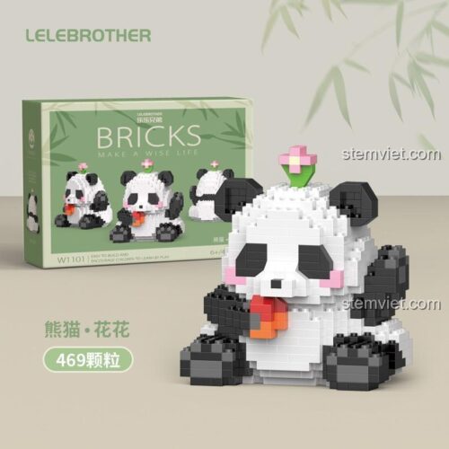 Hộp đồ chơi lắp ráp LELE BROTHER W1101 Mô hình Gấu Trúc Hoa Hoa 469 mảnh, phù hợp bé trai bé gái 6 tuổi, giá tốt