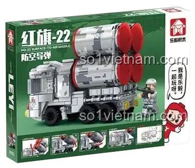 Bộ lắp ghép LEVI 89003 Tên lửa phòng không HQ-22 phiên bản Q, xe quân sự Q-version, có minifigure, 280 chi tiết, cho bé 6 tuổi