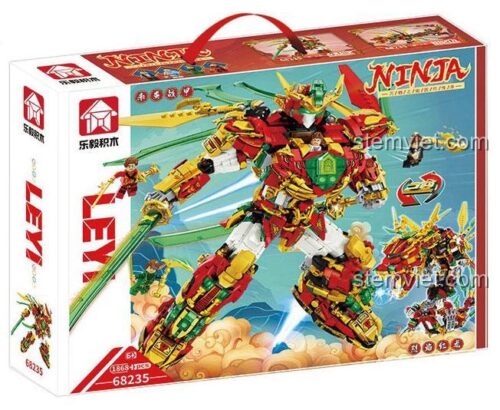 Hình ảnh hộp sản phẩm đồ chơi lắp ráp LeYi Bricks 68235, hiển thị mô hình Robot Ninja Xích Viêm dũng mãnh, là món quà giá tốt cho bé.