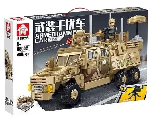 Bộ lắp ráp LeYi Bricks 88032 Xe Chống Nhiễu Vũ Trang, đồ chơi mô hình quân sự cho bé trai 6 tuổi, giá tốt, có minifigure lính.