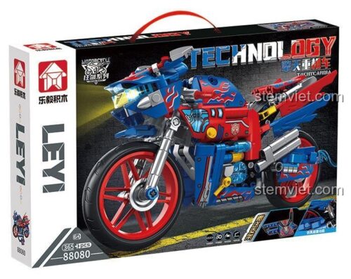 Hộp sản phẩm bộ lắp ghép xe máy biến hình 乐毅积木 88080