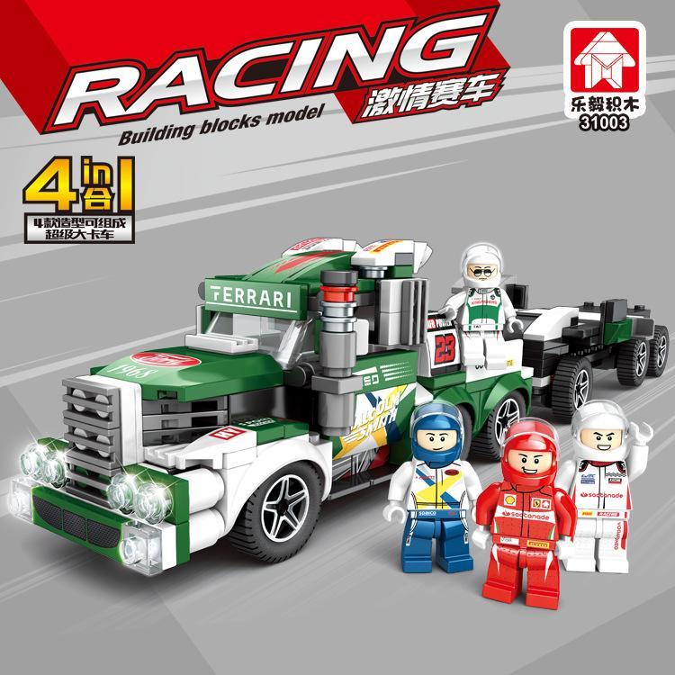 Bộ lắp ráp Siêu xe tải chuyên chở xe đua LeYi Bricks 31003 chất lượng cao, giá rẻ cho bé trai 6 tuổi, tốc độ đỉnh cao