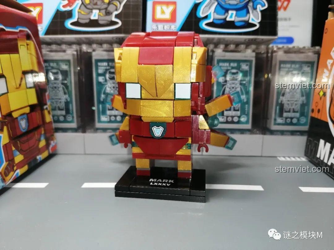 Mô hình Người Sắt Mark LXXXV LeYi Bricks 76063A chưa dán decal, bộ lắp ghép Người Sắt Q-Version cho bé trai 6 tuổi.