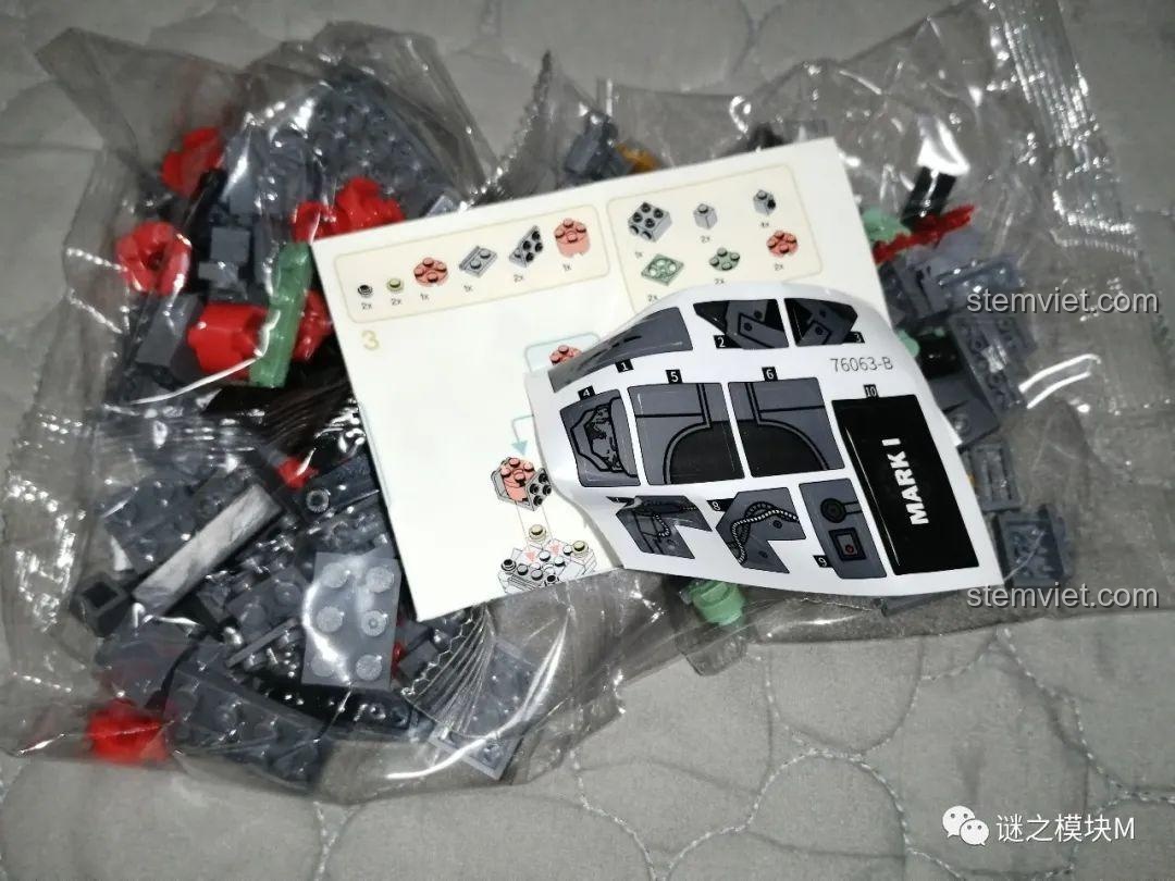 Linh kiện và hướng dẫn lắp ráp Người Sắt Mark I LeYi Bricks 76063B, đồ chơi lắp ghép Iron Man cho bé trai 6 tuổi.