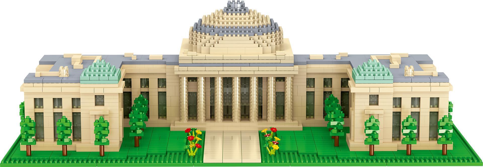 Hộp sản phẩm bộ xếp hình Lezi LZ8034 Tòa nhà MIT, với 3633 chi tiết, là món quà giá tốt cho người yêu thích đồ chơi xây dựng.