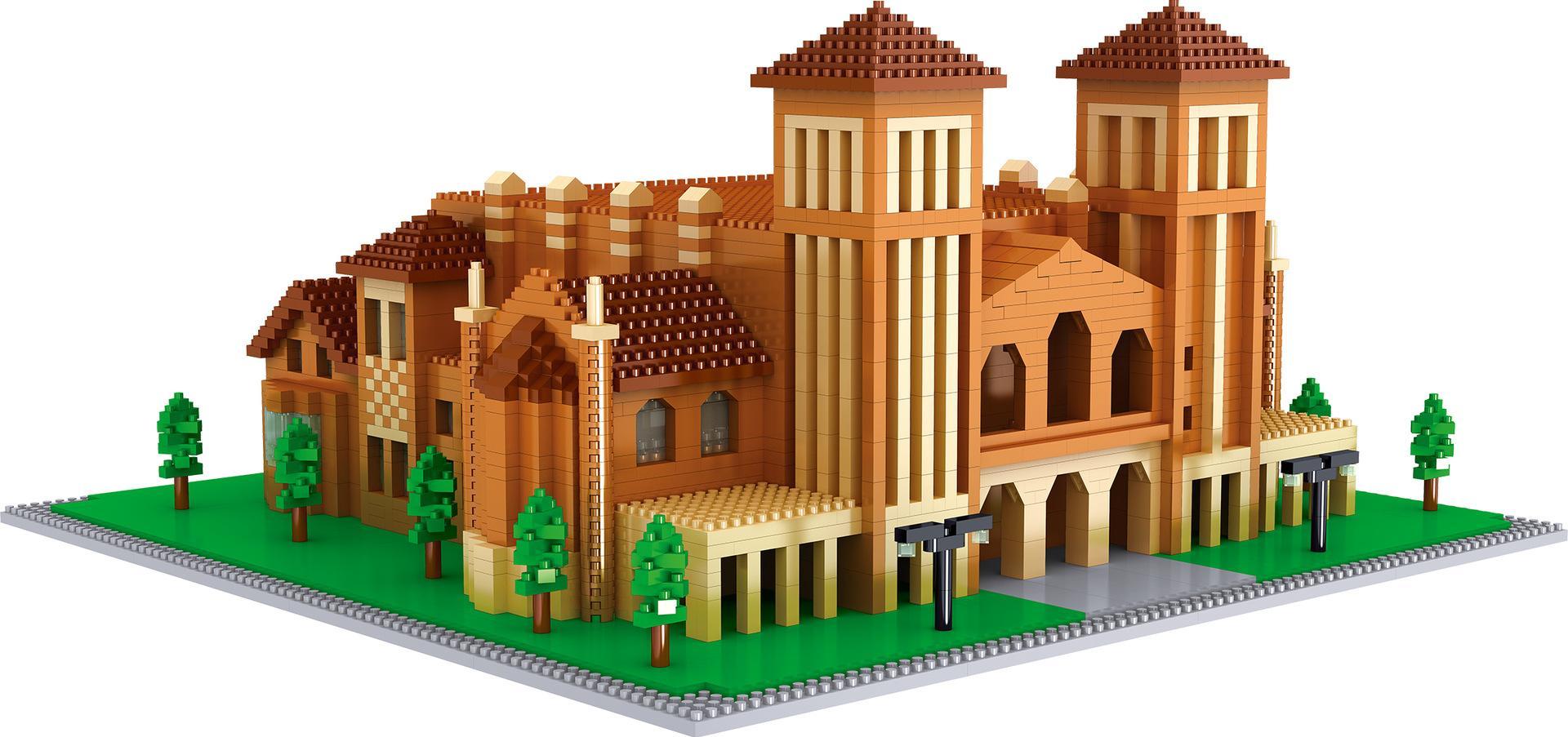 Ảnh bìa hộp sản phẩm đồ chơi mô hình Lezi LZ8036, mô phỏng Viện Công nghệ California với 3198 chi tiết, phù hợp cho trẻ từ 6 tuổi.