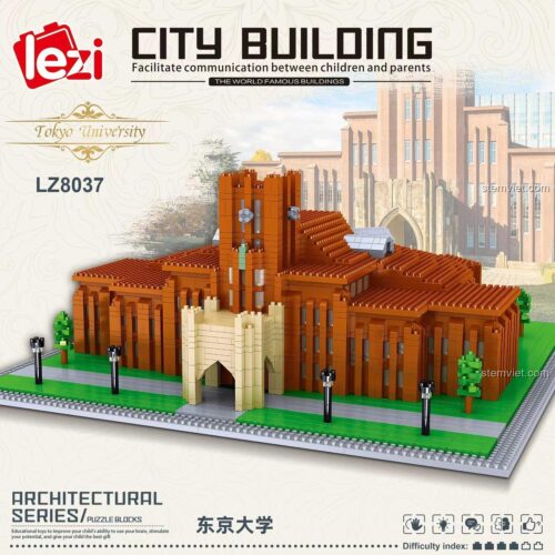 Hộp đồ chơi mô hình Lezi LZ8037 Tòa nhà Đại học Tokyo, 2826 mảnh, quà tặng sáng tạo cho bé trai.