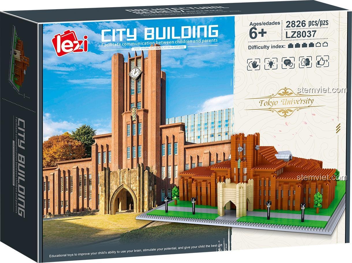 Hộp đồ chơi xây dựng Lezi 8037 Công trình nổi tiếng Nhật Bản, món quà giáo dục thông minh.