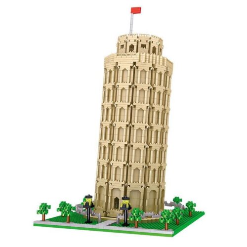 bộ lắp ghép Tháp nghiêng Pisa Lezi LZ8043 hoàn thiện, mô hình kiến trúc Ý chi tiết cho bé 6 tuổi, giá rẻ.