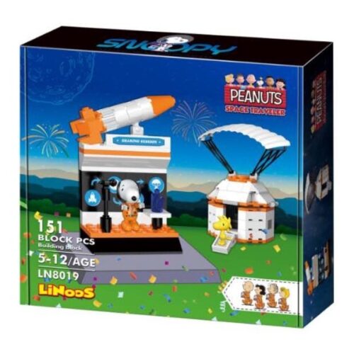 Bộ đồ chơi lắp ghép LiNoos LN8019 Snoopy Cuộc Phiêu Lưu Vũ Trụ với mô hình phi hành gia Snoopy và Charlie Brown, tên lửa, tàu vũ trụ và dù lượn, dành cho bé 5-12 tuổi, 151 chi tiết, giá tốt