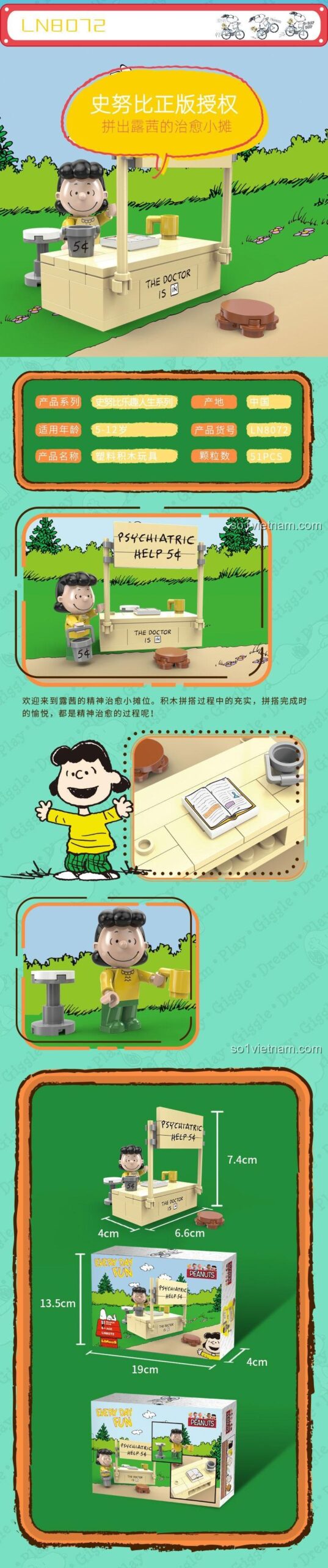 Bộ đồ chơi Snoopy: Lucy Advice Booth LN8072 sau khi lắp ráp