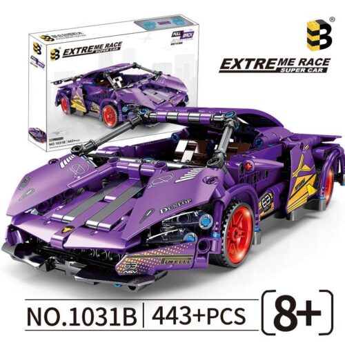 Bộ lắp ghép Lamborghini FKP 1031B Lianhe Chuangxiang, đồ chơi mô hình siêu xe màu tím độc đáo, phù hợp bé trai 6 tuổi, giá tốt.