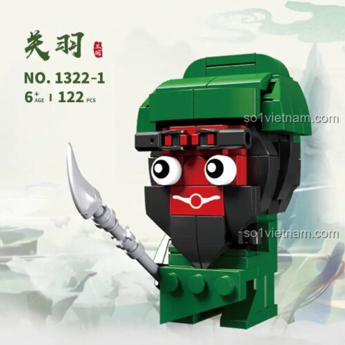 Đồ chơi mô hình Tướng quân Quan Vũ Lianhe Chuangxiang 1322, bộ xếp hình Ngũ Hổ Tướng Tam Quốc, phù hợp bé trai 6 tuổi, chất lượng cao.