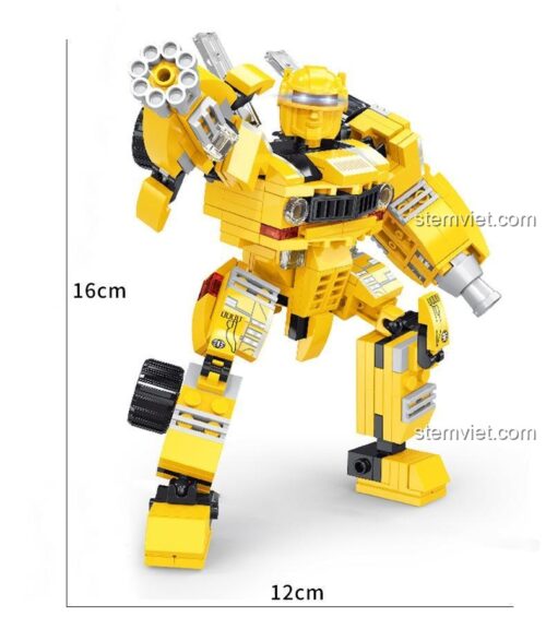 Kích thước đồ chơi mô hình Robot Đại chiến Ong Vàng Lianhe Chuangxiang 90017, cao 16cm, rộng 12cm.