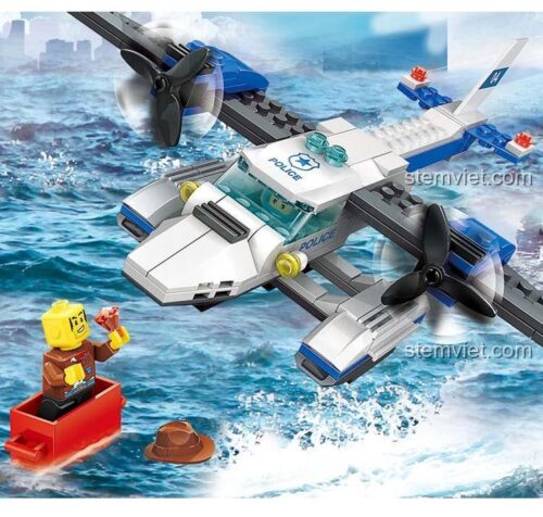 Đồ chơi mô hình Máy bay tuần tra LIGAO 014 đang thực hiện nhiệm vụ cứu hộ trên biển, giúp bé phát triển tư duy sáng tạo