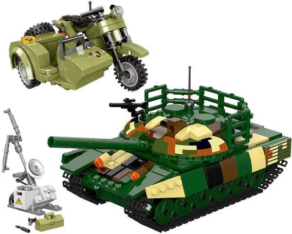 Bộ lắp ghép Xe Tăng Chiến Đấu Limo Toy KB007. Đồ chơi mô hình quân sự gồm xe tăng và mô tô ba bánh cho bé trai từ 6 tuổi, giá rẻ.
