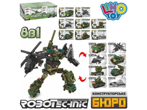 Bộ lắp ráp Robot Biến Hình Quân Sự 8 trong 1 Limo Toy KB206, đồ chơi mô hình quân đội cho bé trai 6 tuổi, giá tốt, lắp ráp 8 kiểu khác nhau.