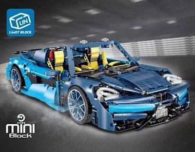 Bộ lắp ghép Lin07 Block 0023 Audi R8 V10 tỉ lệ 1:10 màu xanh dương, mô hình siêu xe thể thao 1820 chi tiết cho bé trai 8 tuổi, giá tốt.